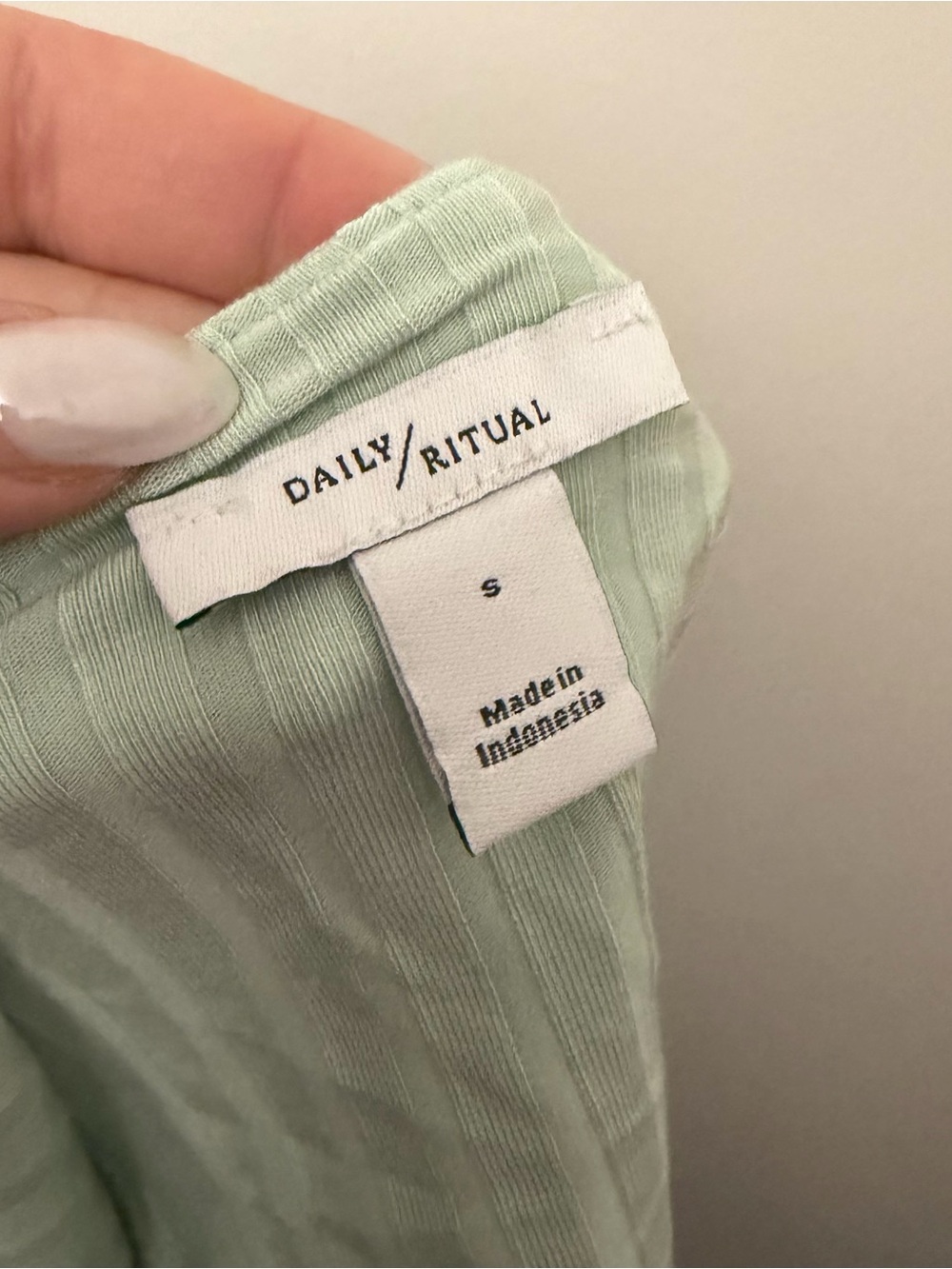 Daily Ritual Ribbed Halter Tank Top Seafoam Green - Picture 4 of 6